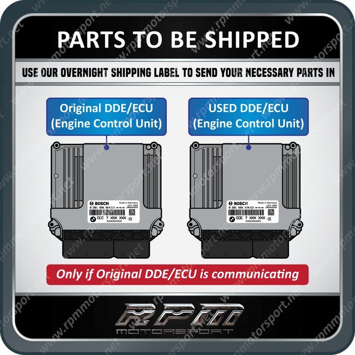 BMW Used DDE (ECU) Data Transfer / Cloning Service Years 2009 to 2018