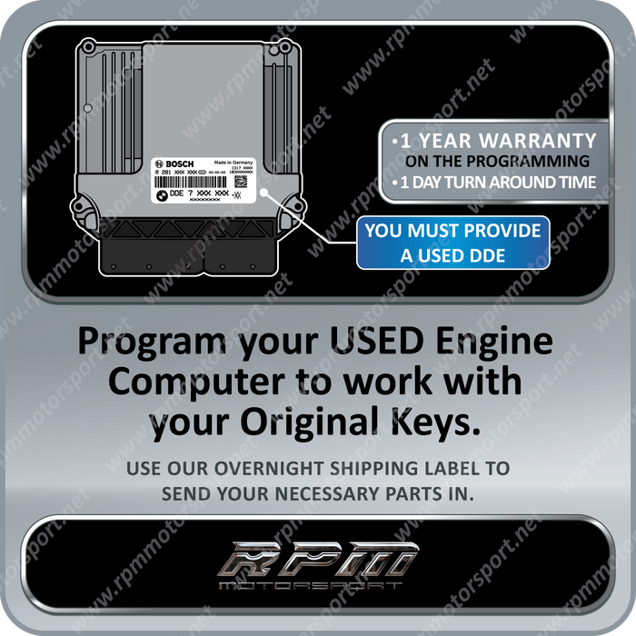 BMW Used DDE (ECU) Data Transfer / Cloning Service Years 2009 to 2018